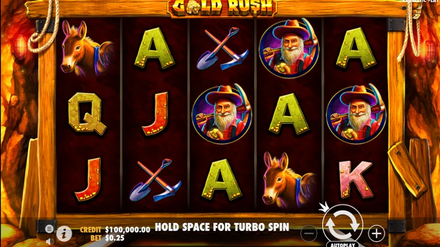 Gold Rush pokie game main reels view